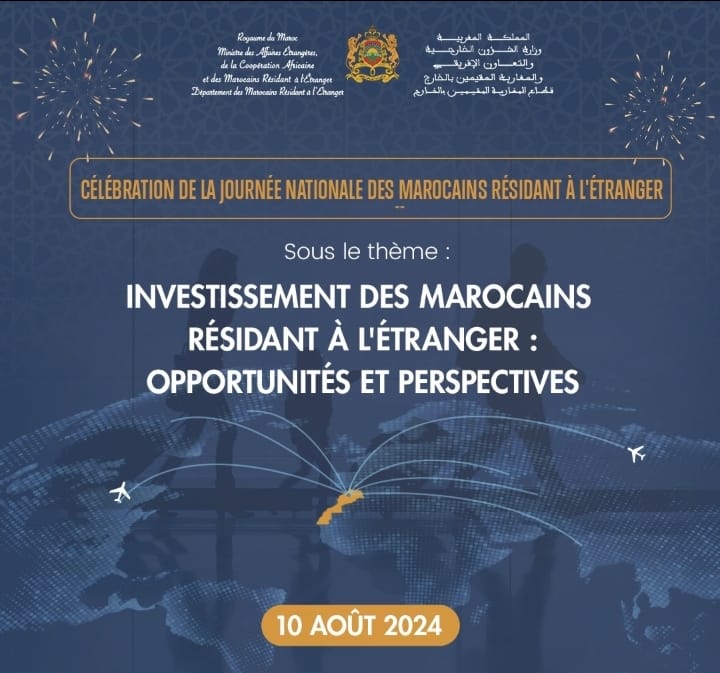 Célébration de la journée nationale des Marocains Résidant à l’Etranger sous le thème :Investissement des marocains résidant à l’étranger : opportunités et perspectives.